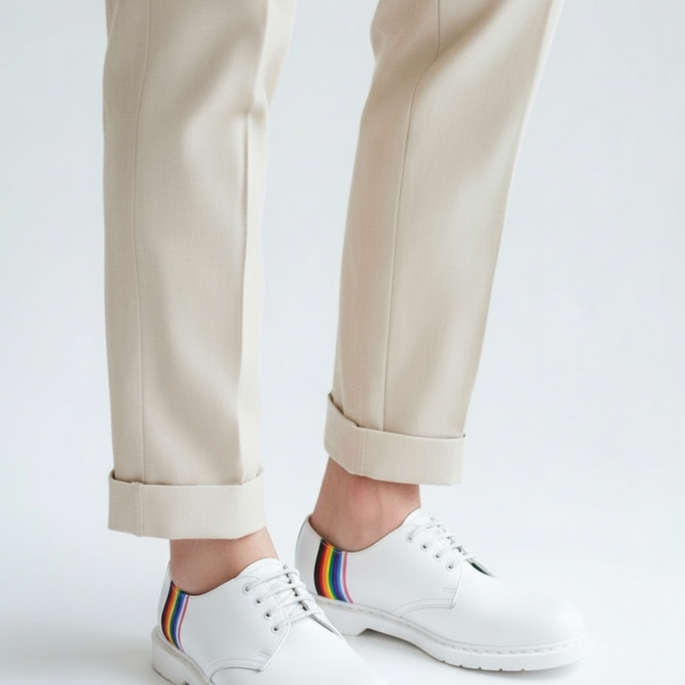Dr. Martens White Oxfords with Rainbow Detail